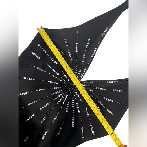 Y2K BCBGMAXAZRIA Asymmetric Silk Midi Beaded Babydoll Dress Fairy Whimsigoth - Picture 11 of 12